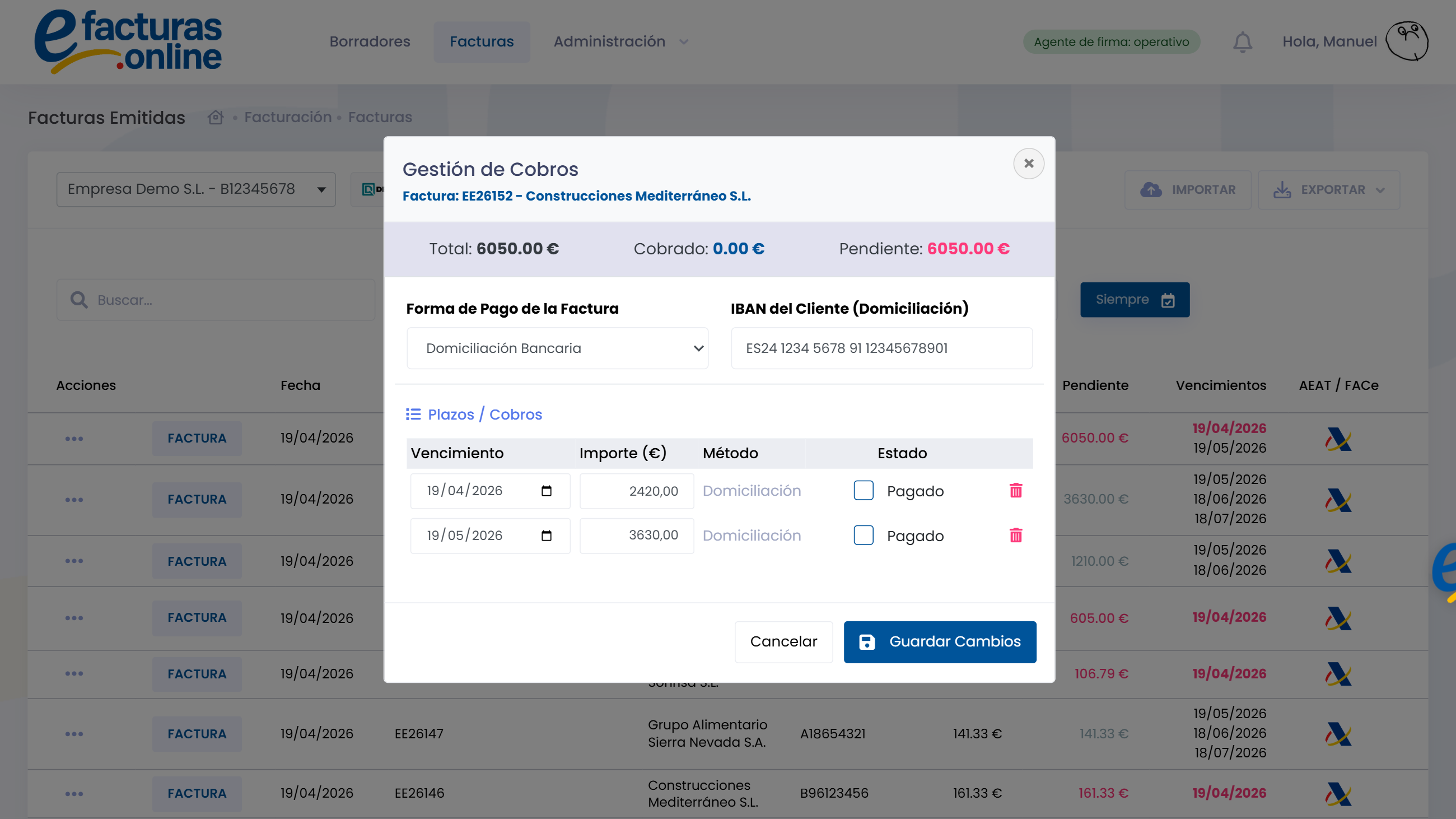 Gestión de cobros